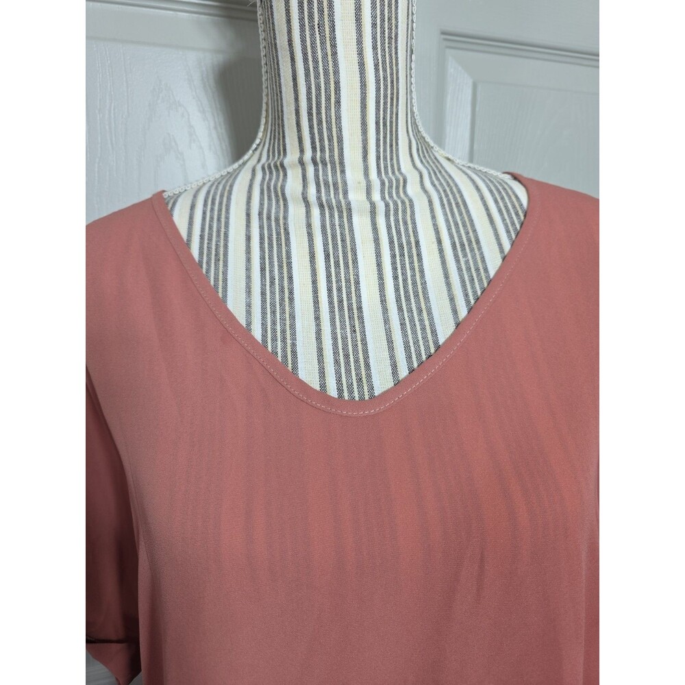 Alya Rust/Orange Short Sleeve Size S Chiffon Cap Sleeve Top Blouse Pull On Shirt - Picture 3 of 11